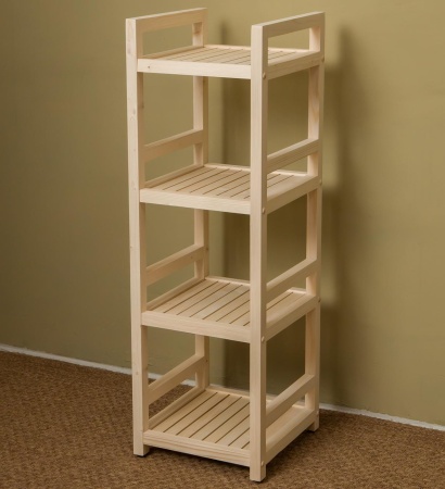 Стеллаж деревянный, этажерка 4 полки, 105 х 35 х 35 см, Универсальный, СУ-12