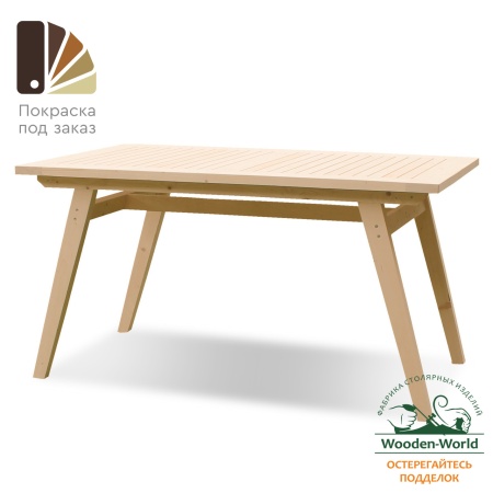 Стол дачный с продольными ногами 140 см деревянный, МР-07