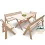 Комплект складной мебели на 8 человек (Стол 150 см, скамейки, стулья), деревянный, КСС-03 Комплект складной мебели на 8 человек (Стол 150 см, скамейки, стулья), деревянный, КСС-03