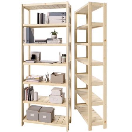 Стеллаж Классический, 7 полок, 230х91х35 см, деревянный, ХСК-01