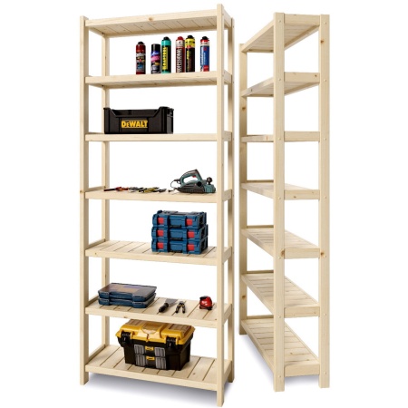 Стеллаж Классический, 7 полок, 230х91х35 см, деревянный, ХСК-01