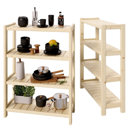 Стеллаж Классический, этажерка 4 полки, 122х91х35 см, деревянный, ХСК-10