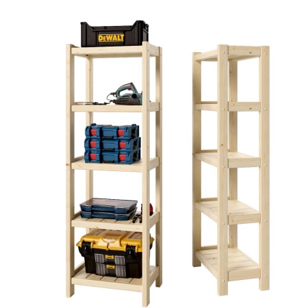 Стеллаж Классический, этажерка 5 полок, 158х53х35 см, деревянный, ХСК-09