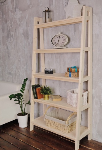 Стеллаж в стиле Лестница 5 полок, 189х90х41,6 см, деревянный, ХСЛ-01