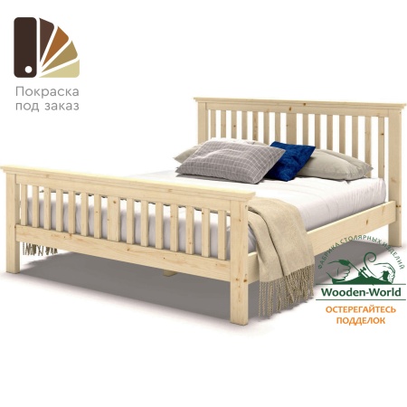 Кровать двухспальная 160х200 см с изножьем деревянная Прованс, ХКР-08