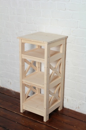 Этажерка в стиле Прованс узкая, 4 полки, 91х40х40 см деревянная, ХСП-09