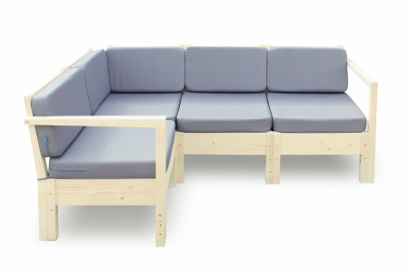 Диван угловой с подушками деревянный на 3 человека, КМЛ-11