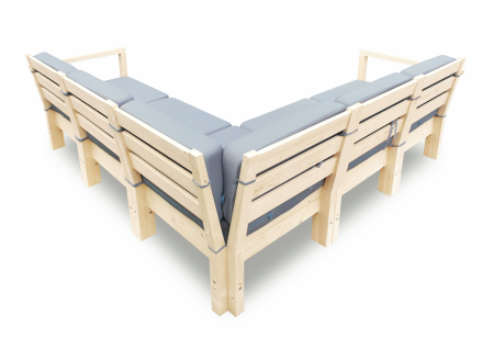 Диван садовый угловой деревянный с подушками на 4 человека, КМЛ-14 Диван садовый угловой деревянный с подушками на 4 человека, КМЛ-14