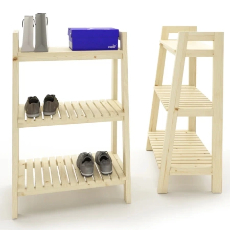 Этажерка для обуви в стиле Лестница, 3 полки, 109х70х41,6 см деревянная, ХСЛП-10