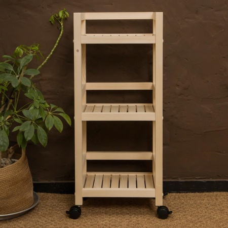 Тумба на колесиках деревянная, 3 полки, 75 х 35 х 25, Универсальная, СУ-26