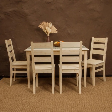 Комплект обеденной мебели деревянный (стол 120 см + 4 стула), КМО-03