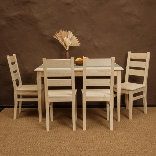 Комплект обеденной мебели деревянный (стол 120 см + 4 стула), КМО-03