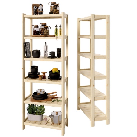 Стеллаж Классический 6 полок, 194х72х35 см, деревянный, XСК-05