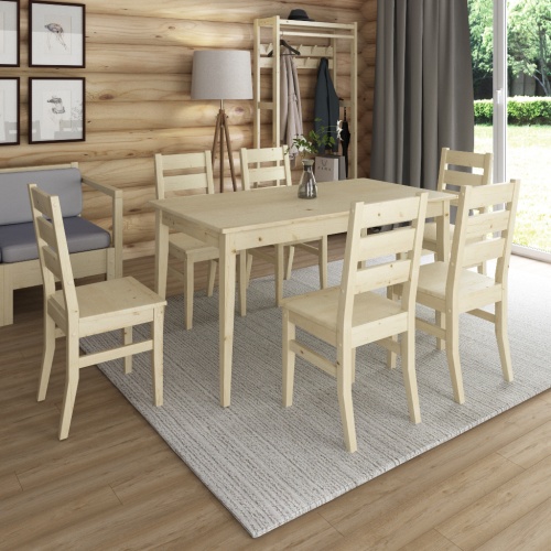 Комплект обеденной деревянный (стол 150 см + 6 стульев), КМО-04