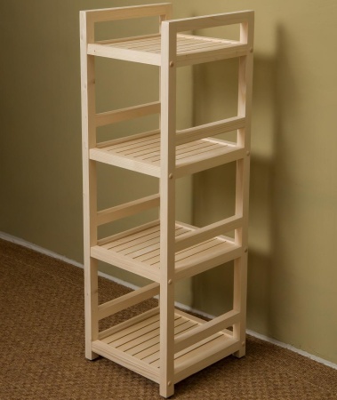 Стеллаж деревянный, этажерка 4 полки, 105 х 35 х 35 см, Универсальный, СУ-12