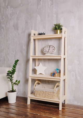 Этажерка в стиле Лестница, 4 полки, 149х70х41,6 см деревянная, ХСЛ-05