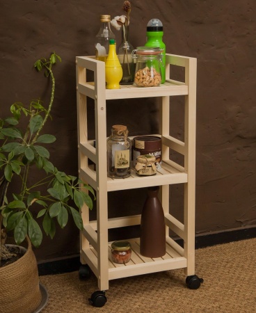 Тумба на колесиках деревянная, 3 полки, 75 х 35 х 25, Универсальная, СУ-26