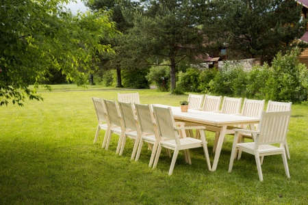 Купить  Комплект дачной мебели деревянный 340 см (2стола, 12 Кресел) , КМР-06