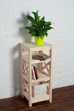 Этажерка в стиле Прованс узкая, 4 полки, 91х40х40 см деревянная, ХСП-09