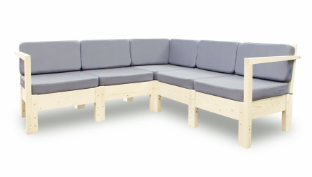 Диван садовый угловой деревянный с подушками на 4 человека, КМЛ-14 Диван садовый угловой деревянный с подушками на 4 человека, КМЛ-14