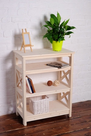 Этажерка в стиле Прованс средняя, 4 полки, 91х71х40 см деревянная, ХСП-08