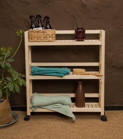 Этажерка узкая на колесиках деревянная, 3 полки, 75 х 70 х 17, Универсальная, СУ-34