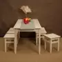 Комплект обеденной мебели деревянный (стол 150 см + 6 табуретов), КМО-14