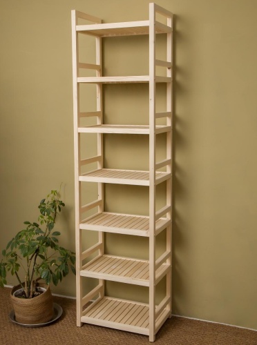 Стеллаж деревянный 7 полок, 195 х 52 х 35 см, Универсальный, СУ-02