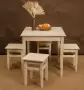 Комплект обеденной мебели деревянный (стол 90 см + 4 табурета), КМО-12