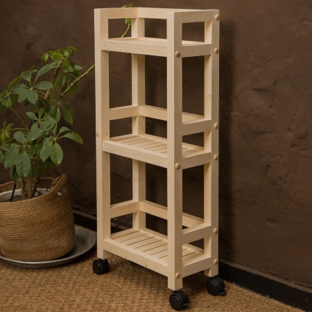 Тумба узкая на колесиках деревянная, 3 полки, 75 х 35 х 17, Универсальная, СУ-36 Тумба узкая на колесиках деревянная, 3 полки, 75 х 35 х 17, Универсальная, СУ-36