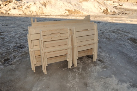 Комплект (Усиленный) банной мебели на 8 человек складной 150 см (Стол, скамейки, стулья) деревянный, КУС-03