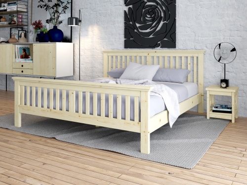 Кровать двухспальная 180х200 см с изножьем деревянная Прованс, КР-10