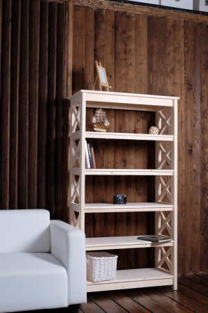 Этажерка в стиле Прованс широкая, 6 полок, 165х89х40 см деревянная, ХСП-04 Этажерка в стиле Прованс широкая, 6 полок, 165х89х40 см деревянная, ХСП-04