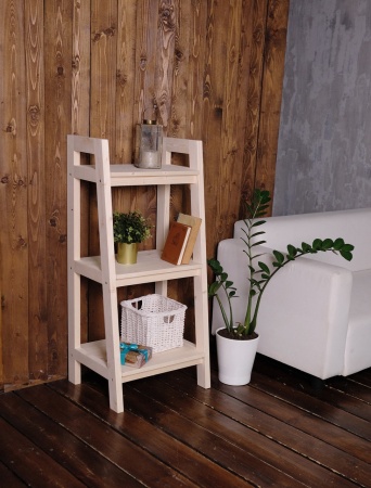 Этажерка в стиле Лестница, 3 полки 109х50х41,6 см деревянная, ХСЛ-09