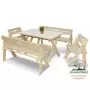 Комплект (Усиленный) банной мебели на 6-8 человек складной 120 см (Стол, скамейки, стулья) деревянный, КУС-02