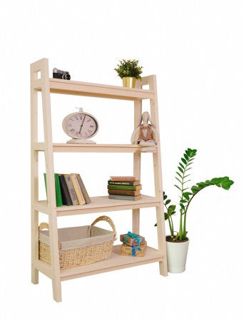 Этажерка в стиле Лестница, 4 полки, 149х90х41,6 см деревянная, ХСЛ-04