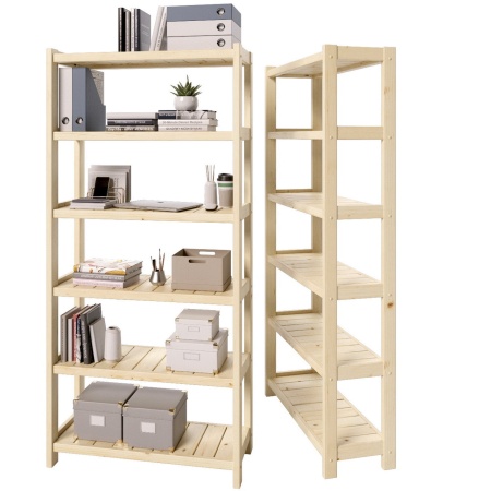 Стеллаж Классический 6 полок, 194х91х35 см, деревянный, ХСК-04