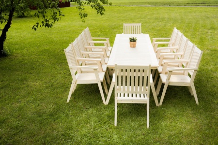 Купить  Комплект дачной мебели деревянный 340 см (2стола, 12 Кресел) , КМР-06