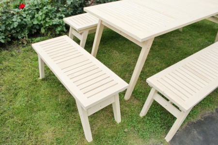 Купить  Комплект дачной мебели на 12 человек 200 см (Стол, 4 лавки) деревянный, КМР-26