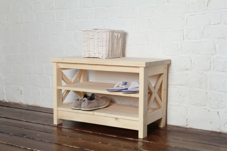 Тумба для обуви в стиле Прованс с сидением, 3 полки, 45х71х40 см деревянная, ХСП-14