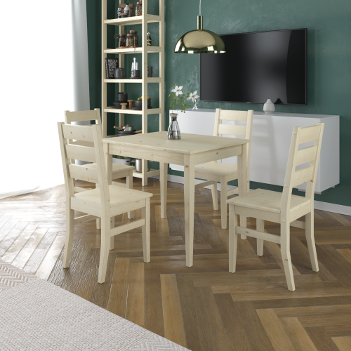 Комплект обеденной деревянный (стол 90 см + 4 стула), КМО-02