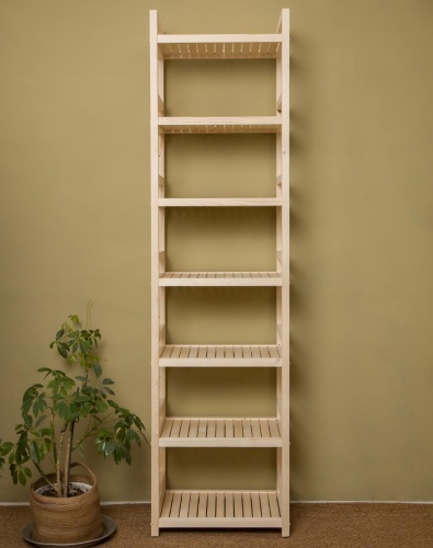 Стеллаж деревянный 7 полок, 195 х 52 х 35 см, Универсальный, СУ-02