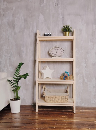 Этажерка в стиле Лестница, 4 полки, 149х70х41,6 см деревянная, ХСЛ-05
