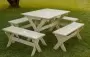 Комплект складной мебели на 8-10 человек (стол 120 см, 4 лавки) деревянный, КСЛ-04