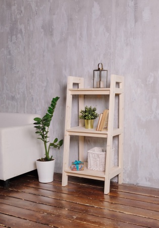 Этажерка в стиле Лестница, 3 полки 109х50х41,6 см деревянная, ХСЛ-09