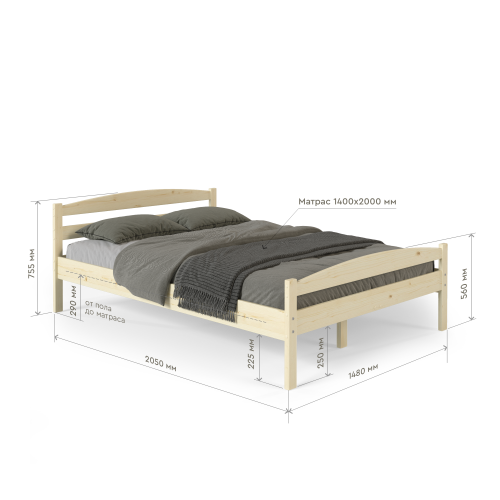 Кровать полутораспальная 1400х2000 изножьем из массива дерева в Классическом стиле, КК-08 Кровать полутораспальная 1400х2000 изножьем из массива дерева в Классическом стиле, КК-08