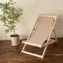 Шезлонг с бежевой тканью, деревянный, складной, МС-14-Б