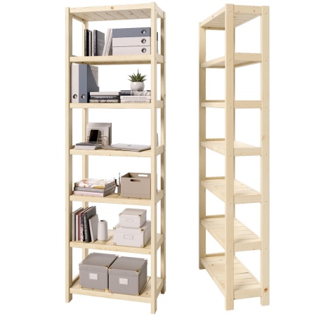 Стеллаж Классический 7 полок, 230х72х35 см, деревянный, ХСК-02 Стеллаж Классический 7 полок, 230х72х35 см, деревянный, ХСК-02