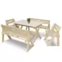 Комплект (Усиленный) банной мебели на 6-8 человек складной 120 см (Стол, скамейки, стулья) деревянный, КУС-02