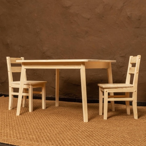 Детский Стол Большой и 2 стула деревянных, комплект на 2 ребенка (Столик 75х75см + 2 Стульчика), КМД-03